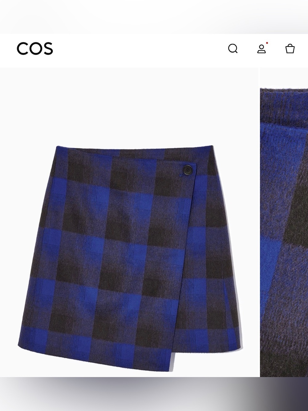 COS Wool blend Blue and Black Plaid Mini Wrap Skirt  size 6